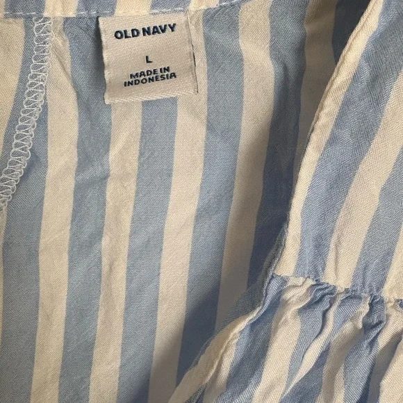 Blue and White Striped Sleeveless Top - Picture 3 of 3